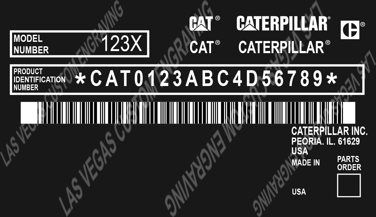 CATERPILLAR Data plate Replacement Model 1 Aluminum Tag with custom engraving included