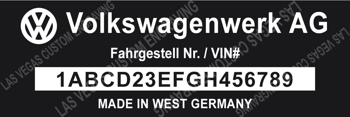 Classic VOLKSWAGEN Aluminum Vin plate - Customization included