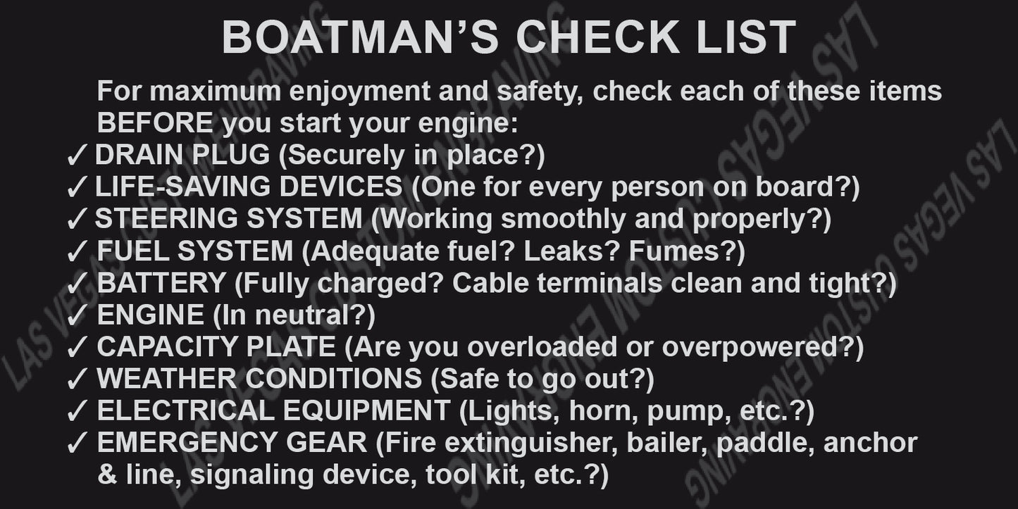 BOATMAN'S CHECK LIST Boating Safety Plate - 5x2.5 Aluminum Tag