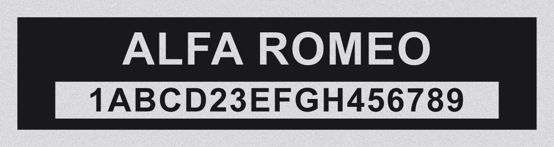 ALPHA ROMEO Compatible VIN PLATE Replacement Aluminum id Tag with custom engraving included