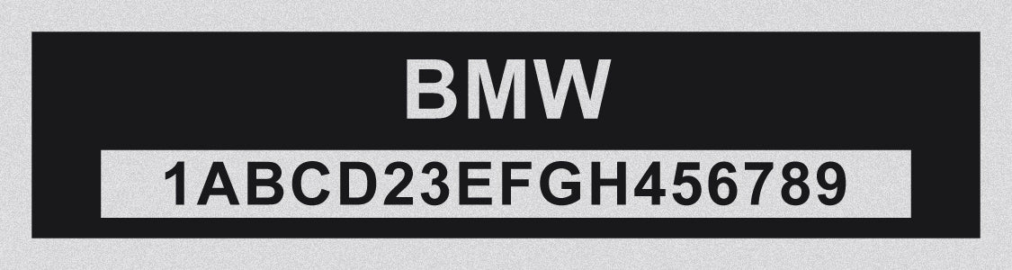 BMW Compatible VIN PLATE Replacement Aluminum id Tag with custom engraving included