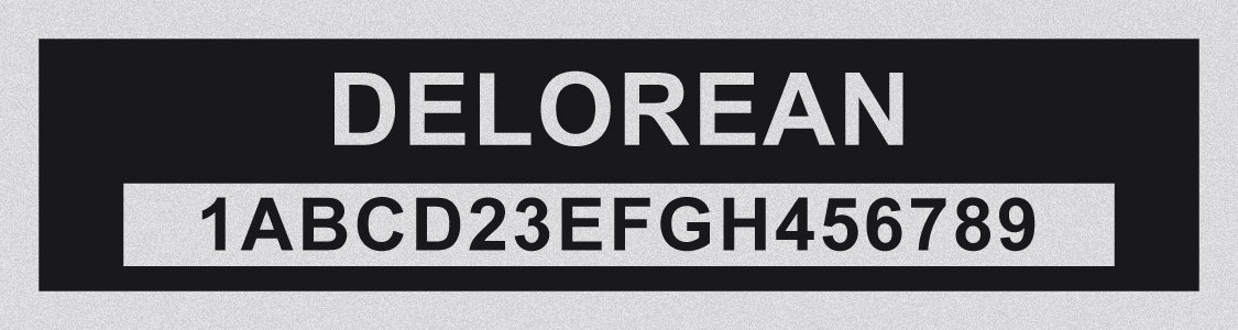 DELOREAN Compatible VIN PLATE Replacement Aluminum id Tag with custom engraving included