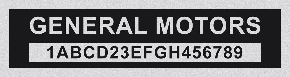 GENERAL MOTORS Compatible VIN PLATE Replacement Aluminum id Tag with custom engraving included