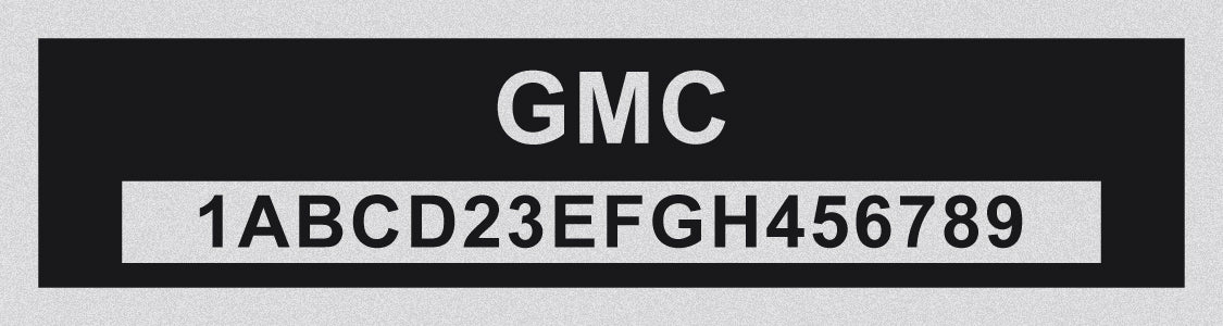 GMC Compatible VIN PLATE Replacement Aluminum id Tag with custom engraving included