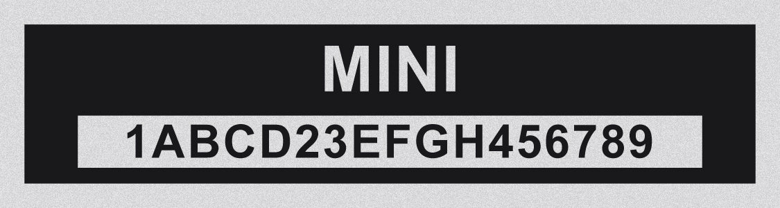 MINI Compatible VIN PLATE Replacement Aluminum id Tag with custom engraving included