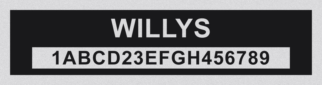 WILLYS Compatible VIN PLATE Replacement Aluminum id Tag with custom engraving included