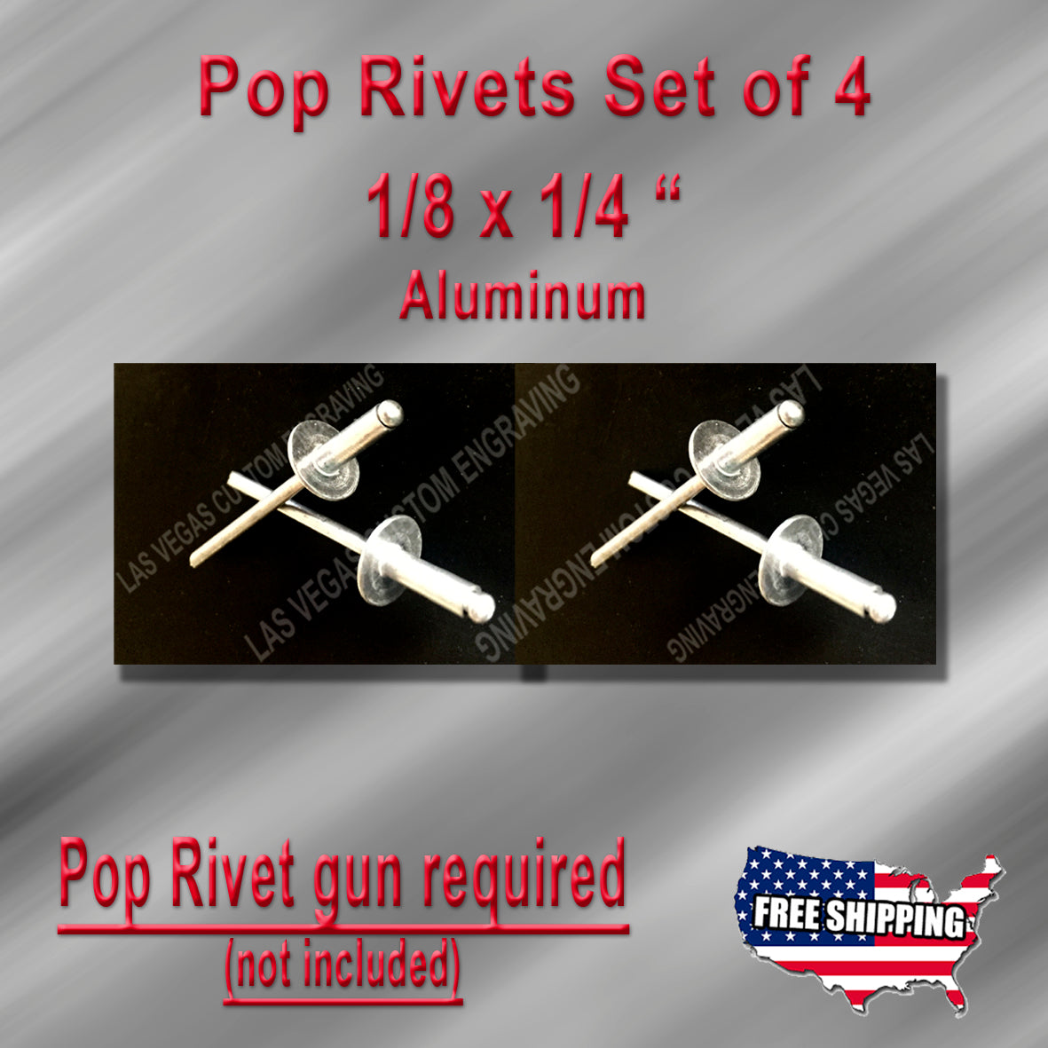Set of 4 aluminum rivets for VIN tag, ID, Serial number & data plate