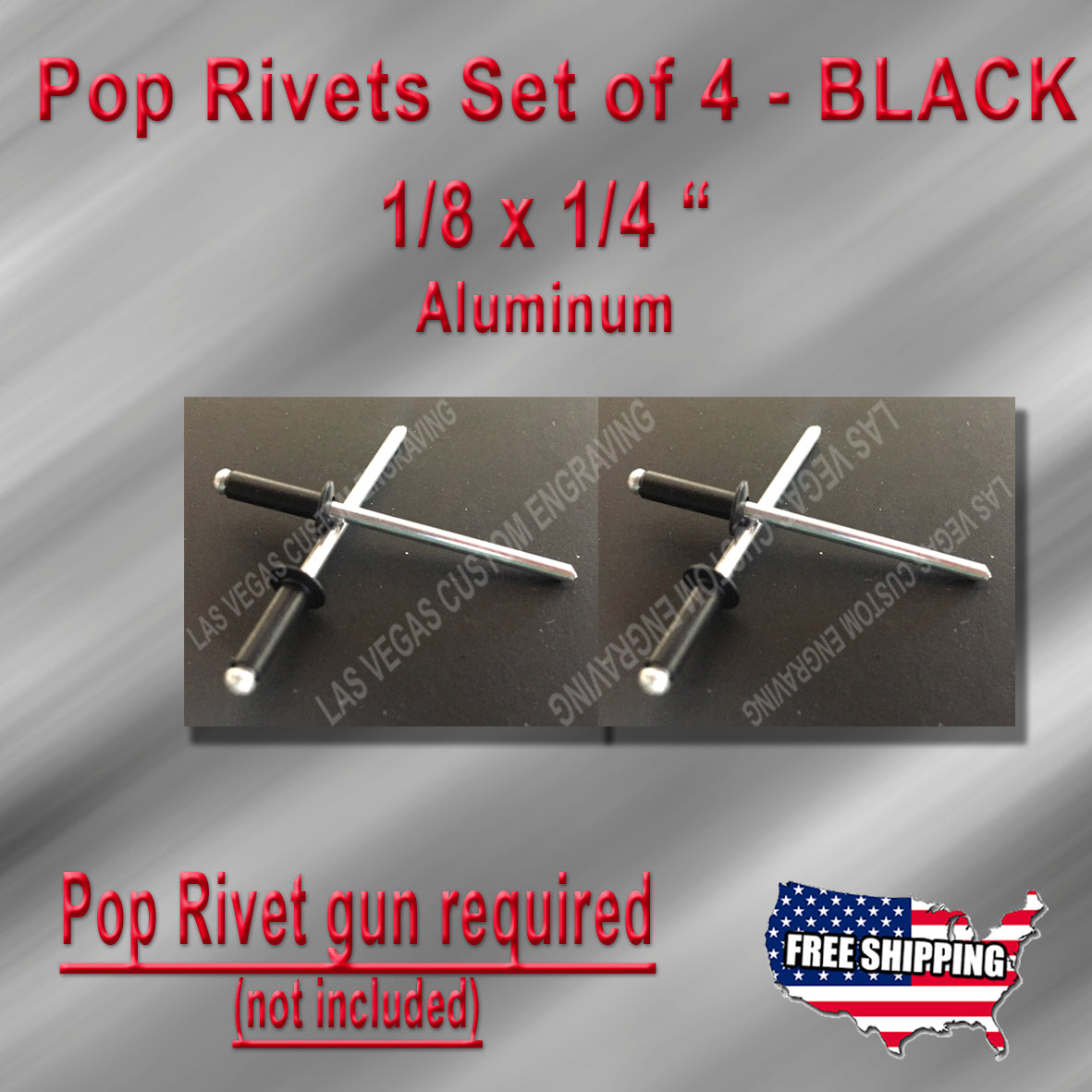 Set of 4 BLACK aluminum rivets for VIN tag, ID, Serial number & data plate
