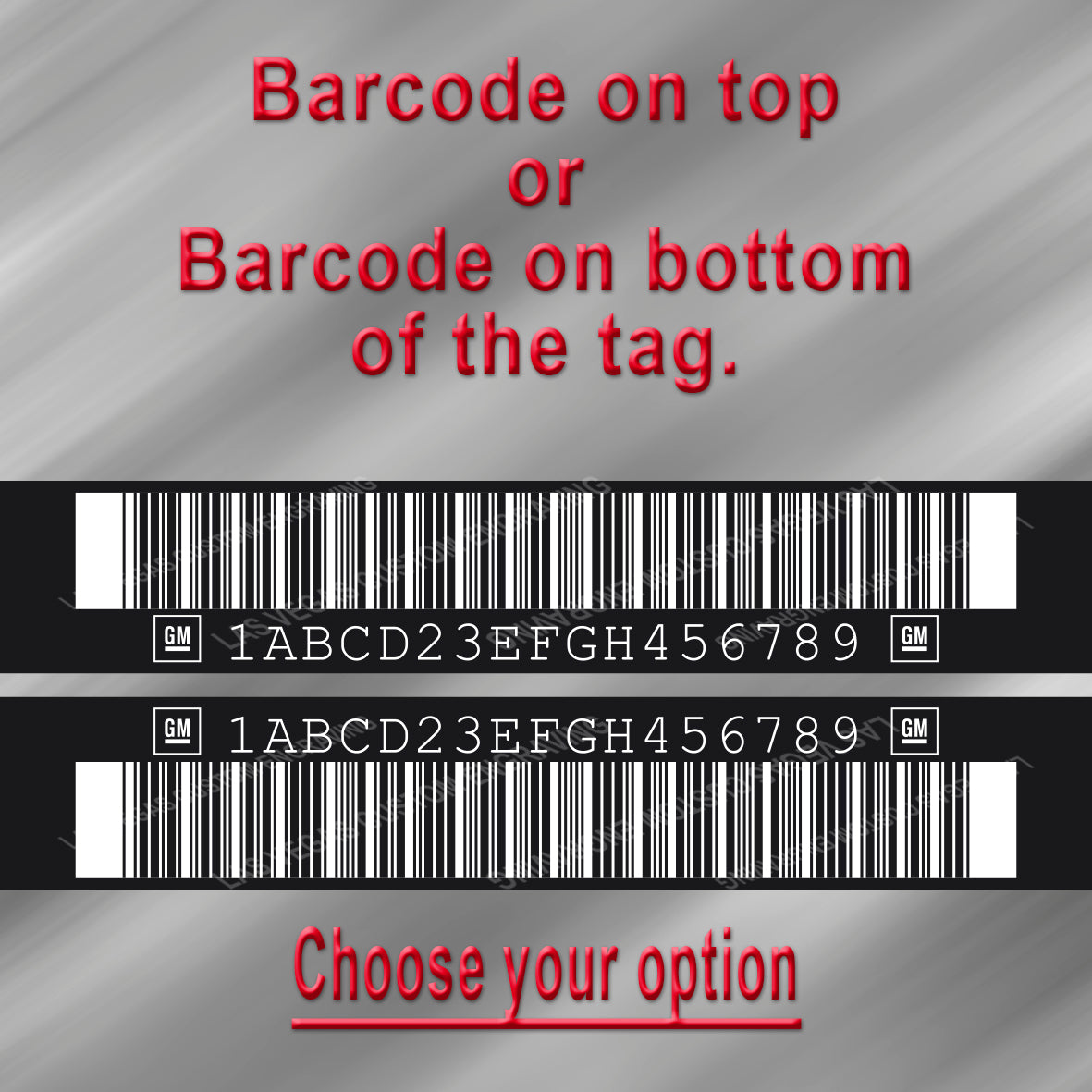 Dashboard / Windshield VIN PLATE With Barcode "GM Style" Vehicle Identification Number Aluminum id Tag with custom engraving included