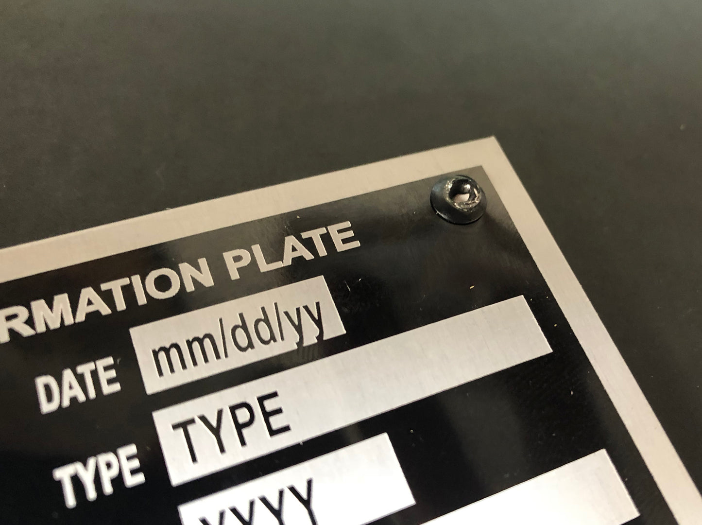 Set of 2 BLACK aluminum rivets for VIN tag, ID, Serial number & data plate