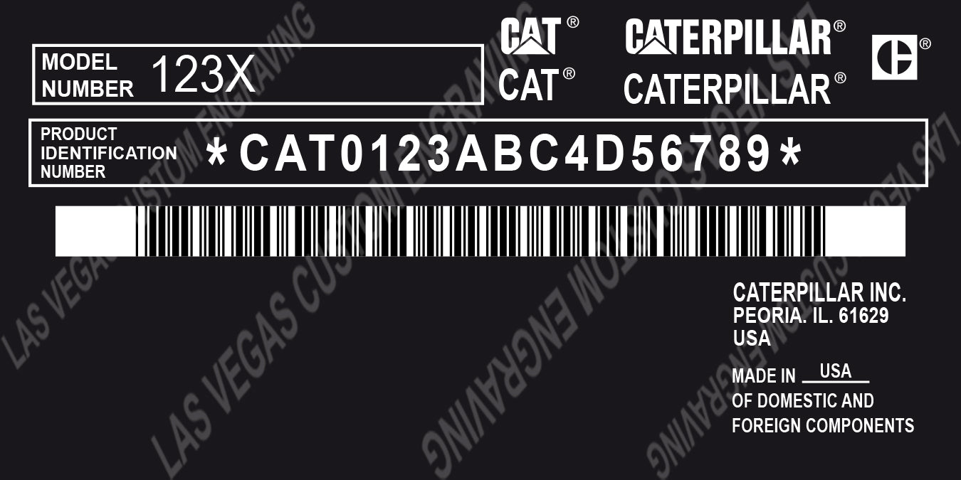 CATERPILLAR Data plate Replacement Model 2 Aluminum Tag with custom engraving included