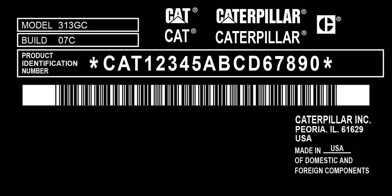 CATERPILLAR Data plate Replacement Model 4 Aluminum Tag with custom engraving included