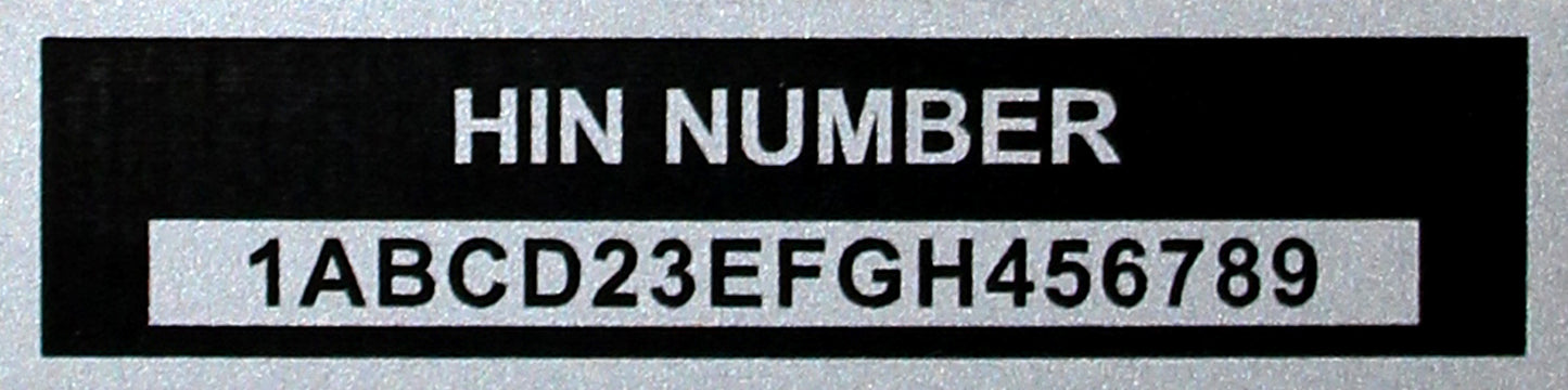 HIN PLATE Hull Identification Number Aluminum id Tag with custom engraving included