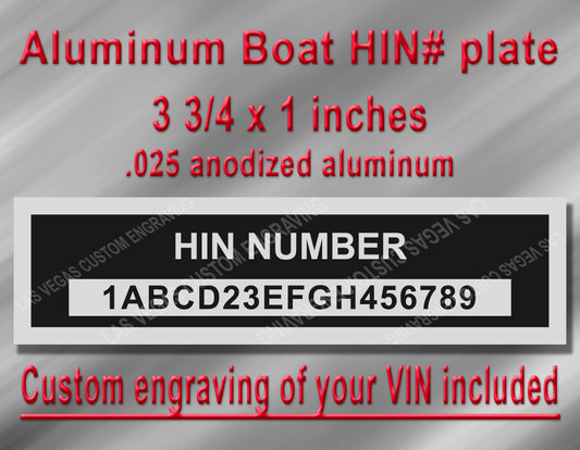 HIN PLATE Hull Identification Number Aluminum id Tag with custom engraving included