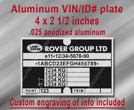 LAND ROVER Defender VIN / Data Plate reproduction - Customization included