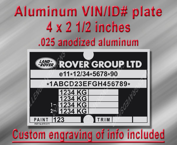 LAND ROVER Defender VIN / Data Plate reproduction - Customized ...