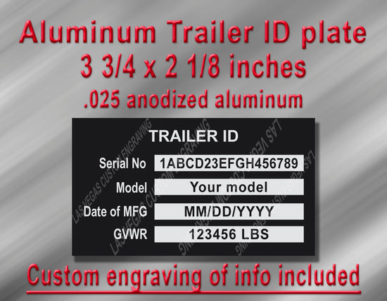 Trailer ID Plate Aluminum Tag with custom engraving of your data ...
