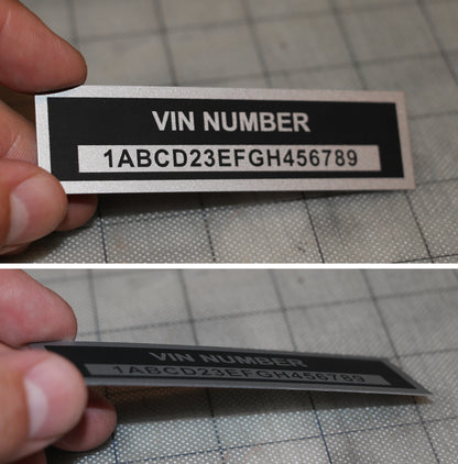 VIN PLATE Vehicle Identification Number Aluminum id Tag with custom engraving included