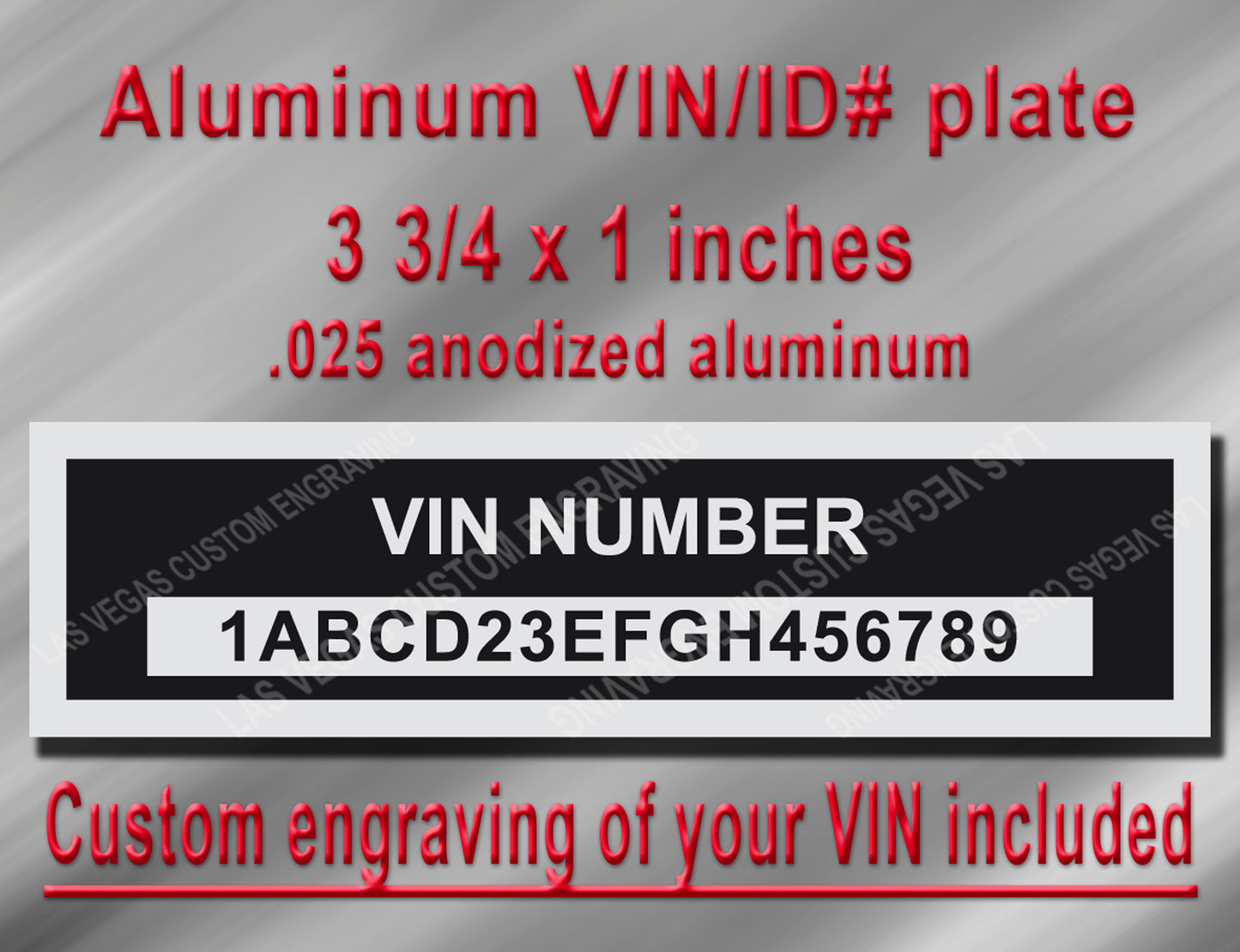 VIN PLATE Vehicle Identification Number Aluminum id Tag with custom engraving included