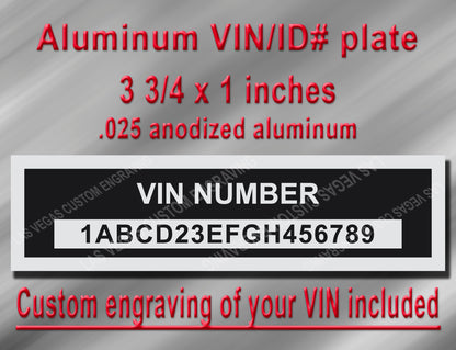 VIN PLATE Vehicle Identification Number Aluminum id Tag with custom engraving included