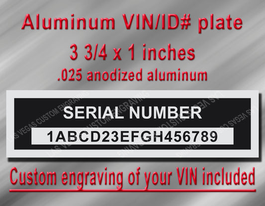 SERIAL NUMBER PLATE Aluminum id Tag with custom engraving of your serial number included