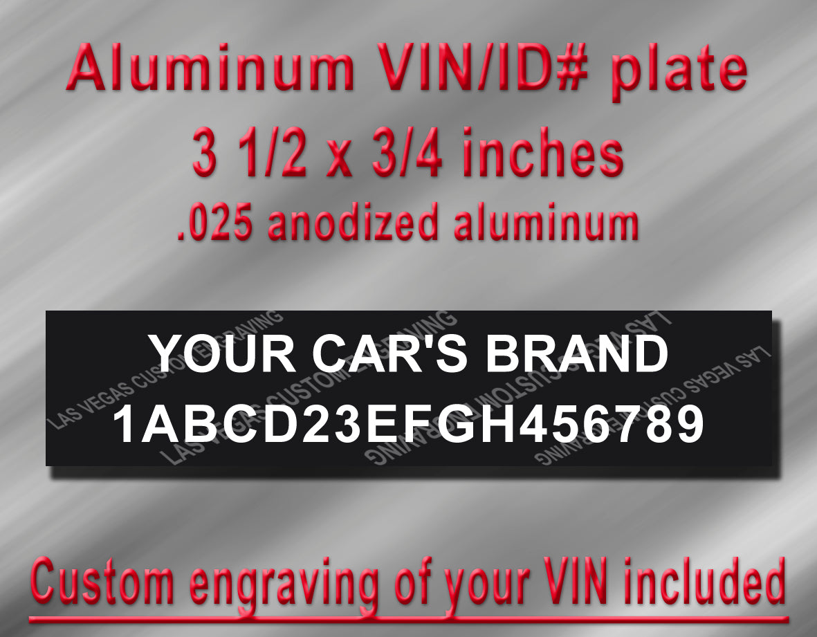 SMALL Universal VIN/Serial/ID PLATE Aluminum tag with Custom text and number BLACK