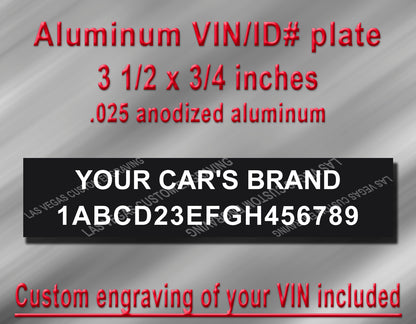 SMALL Universal VIN/Serial/ID PLATE Aluminum tag with Custom text and number BLACK