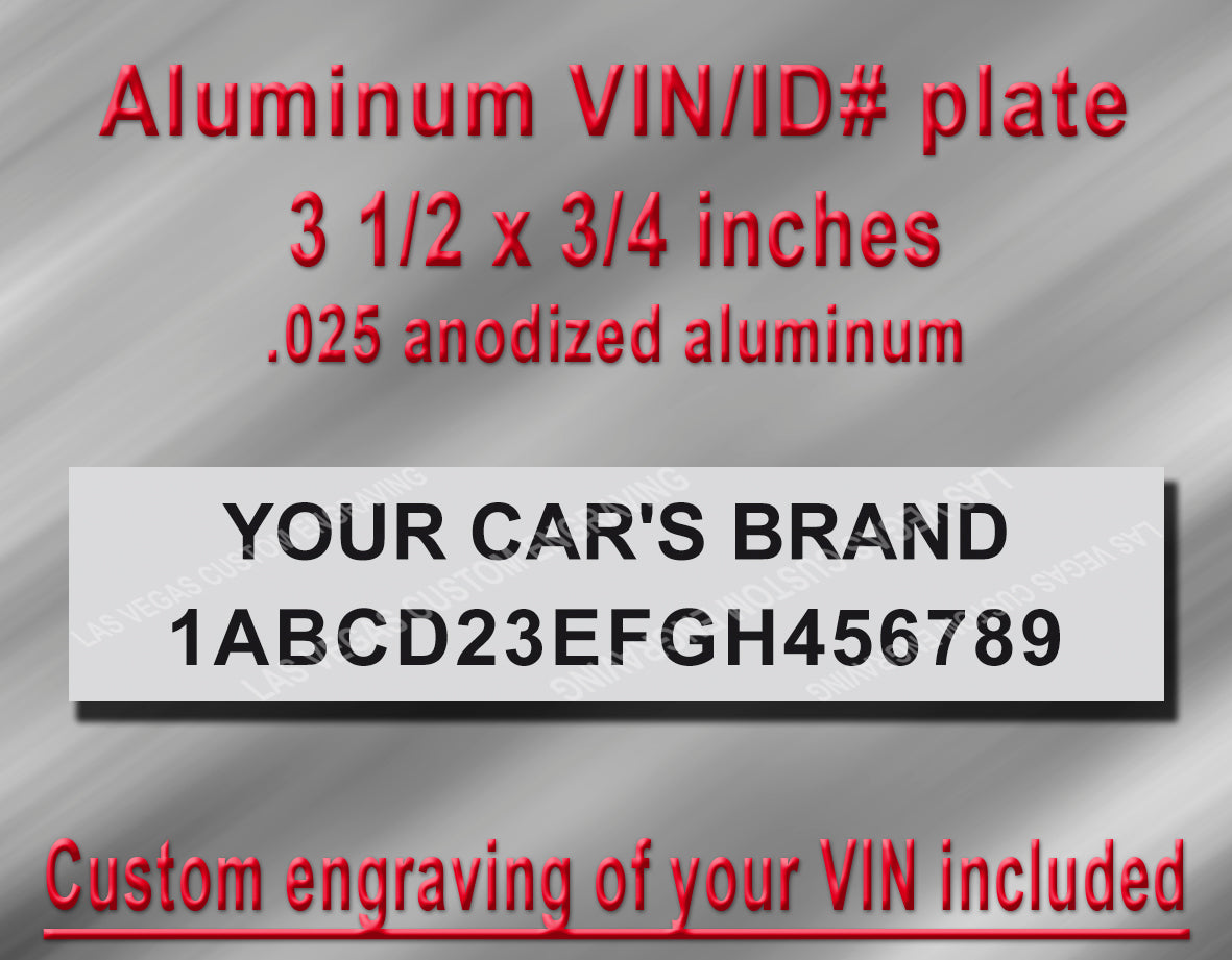 SMALL Universal VIN/Serial/ID PLATE Aluminum tag with Custom text and number SILVER