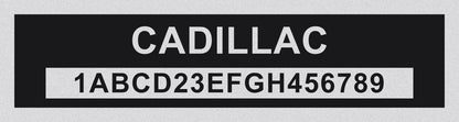 CADILLAC Compatible VIN PLATE Replacement Aluminum id Tag with custom engraving included