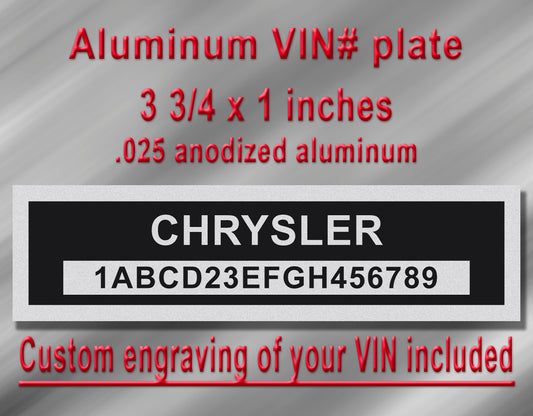 CHRYSLER Compatible VIN PLATE Replacement Aluminum id Tag with custom engraving included