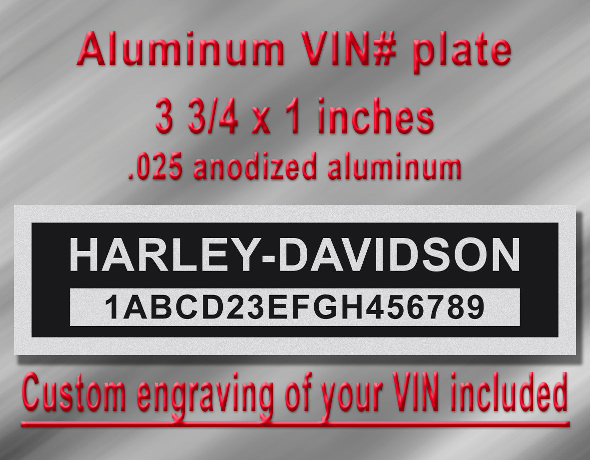 HARLEY DAVIDSON Compatible VIN PLATE Replacement Aluminum id Tag with custom engraving included