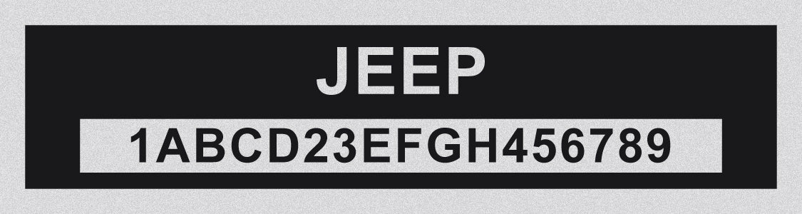 JEEP Compatible VIN PLATE Replacement Aluminum id Tag with custom engraving included