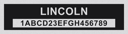 LINCOLN Compatible VIN PLATE Replacement Aluminum id Tag with custom engraving included