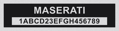 MASERATI Compatible VIN PLATE Replacement Aluminum id Tag with custom engraving included