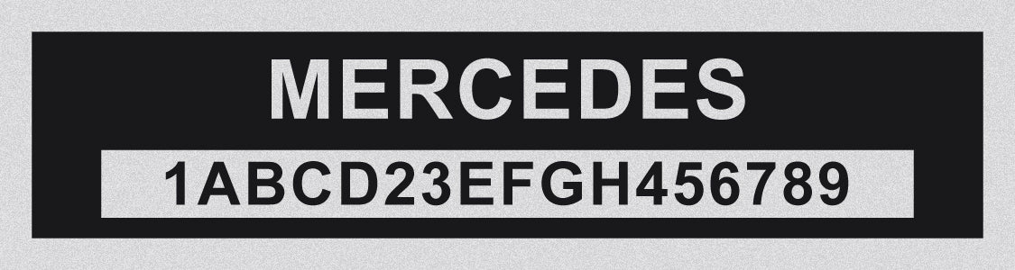 MERCEDES Compatible VIN PLATE Replacement Aluminum id Tag with custom engraving included