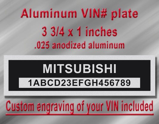 MITSUBISHI Compatible VIN PLATE Replacement Aluminum id Tag with custom engraving included
