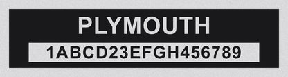 PLYMOUTH Compatible VIN PLATE Replacement Aluminum id Tag with custom engraving included