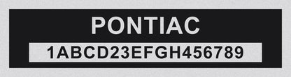 PONTIAC Compatible VIN PLATE Replacement Aluminum id Tag with custom engraving included