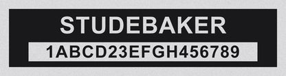 STUDEBAKER Compatible VIN PLATE Replacement Aluminum id Tag with custom engraving included