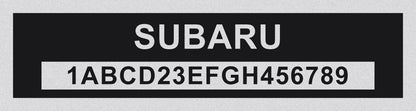 SUBARU Compatible VIN PLATE Replacement Aluminum id Tag with custom engraving included