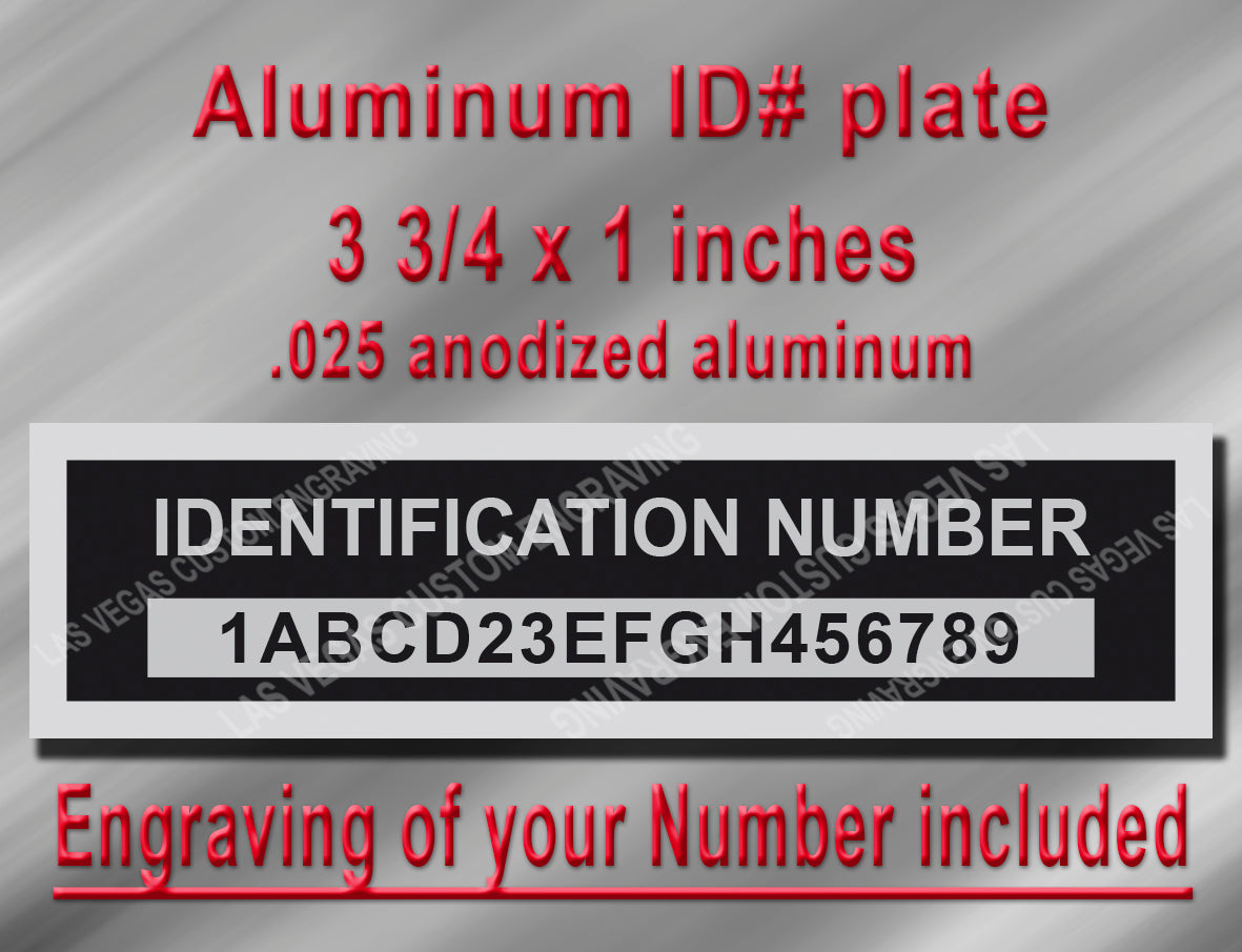 Identification Number Aluminum Tag with custom engraving included