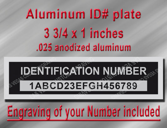 Identification Number Aluminum Tag with custom engraving included