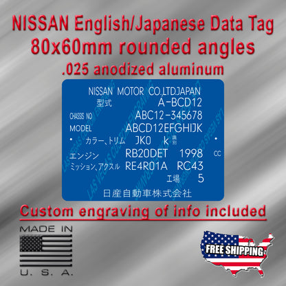 Nissan Motor Co LTD Japan Data tag reproduction - Customization included