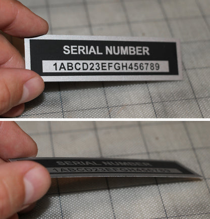 SERIAL NUMBER PLATE Aluminum id Tag with custom engraving of your serial number included