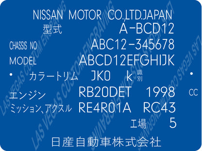 Nissan Motor Co LTD Japan Data tag reproduction - Customization included