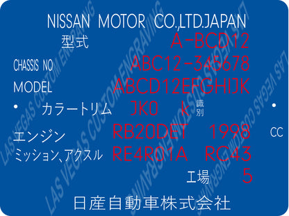 Nissan Motor Co LTD Japan Data tag reproduction - Customization included