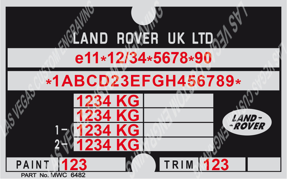 LAND ROVER UK VIN / Data Plate reproduction - Customized – customvintag.com